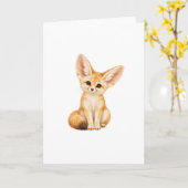 Carte Kit de renard fennec assis (Fleur jaune)