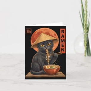 Carte Kit graphique drôle d'art japonais de chat ramen c