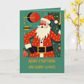 Carte Kitschmas Père Noël Milieu de siècle moderne Amusa (Fleur jaune)