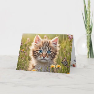 Carte Kitten Anniversaire Avec Papillon