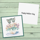 Carte Kitten Assis Dans Un Pot De Fleurs Chat Fête Des M