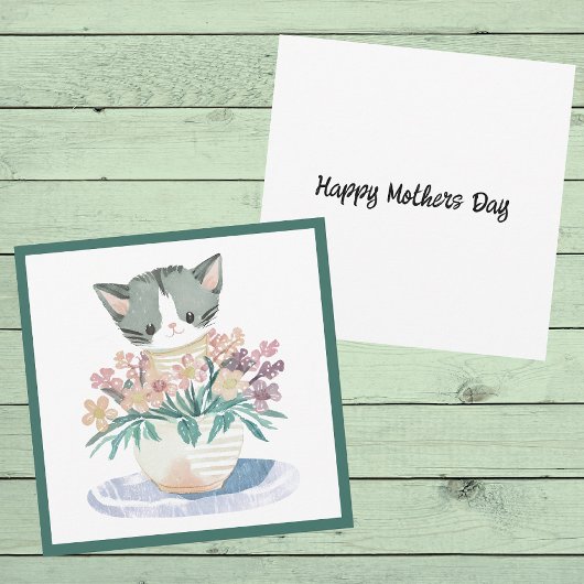 Carte Kitten Assis Dans Un Pot De Fleurs Chat Fête Des M