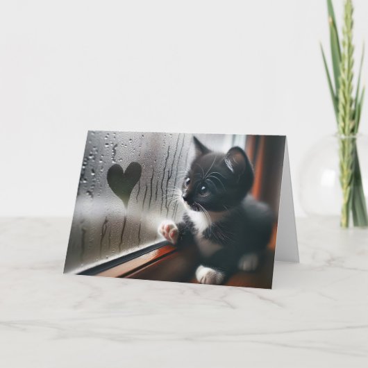 Carte Kitten Avec Coeur De Fenêtre (Devant)