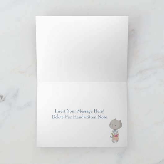 Carte Kitten Avec Panier De Fleurs "Merci" (Intérieur)