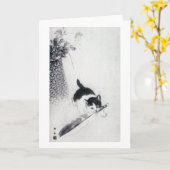 Carte Kitten avec plume, Imao Keinen (Fleur jaune)