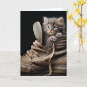 Carte Kitten dans le Basket ancien pour l'anniversaire (Fleur jaune)