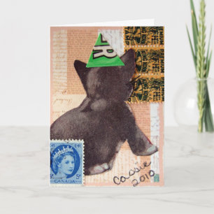 Carte Kitten dans un Casquette de fête