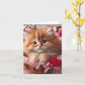 Carte Kitten de la Saint-Valentin adorable (Fleur jaune)