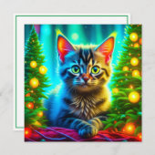 Carte Kitten de Noël et arbres de Noël personnalisés (Devant / Derrière)
