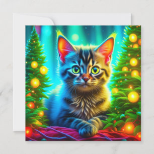 Carte Kitten de Noël et arbres de Noël personnalisés