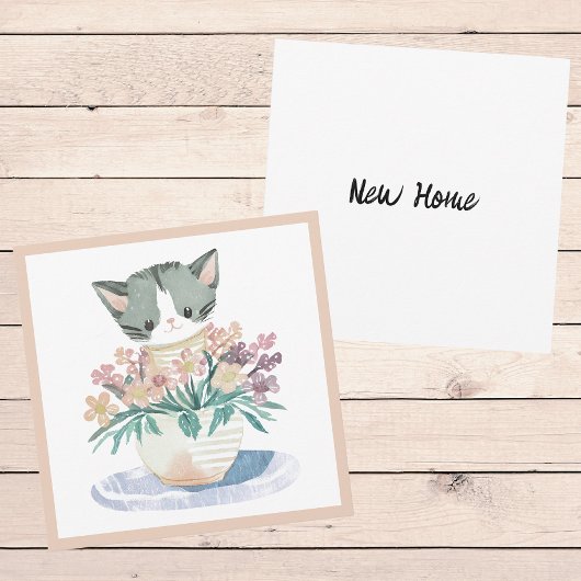 Carte Kitten En Pot De Fleurs Bienvenue Dans Votre Nouve