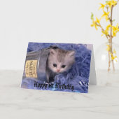Carte kitten Joyeux 1er anniversaire (Fleur jaune)