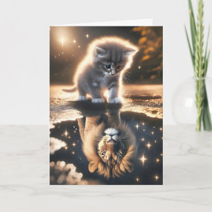 Carte Kitten regarde dans une flaque
