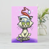 Carte Kitten Santa Hat (Debout devant)