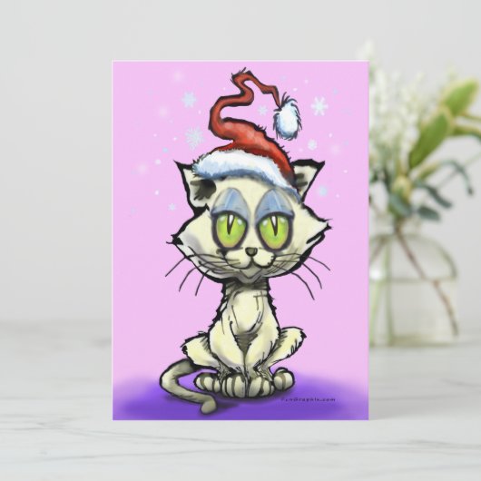 Carte Kitten Santa Hat (Debout devant)