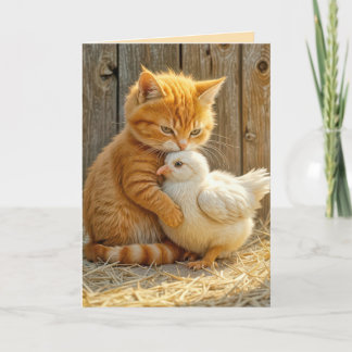 Carte Kitten Tirer sur un poussin qui pense à toi