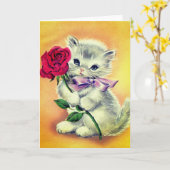 Carte Kitten vintage (Fleur jaune)