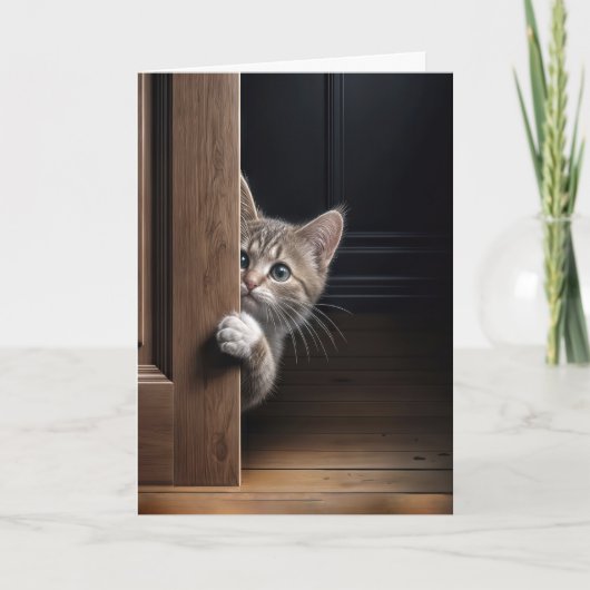 Carte Kitten Vous Pensant en Train de Regarder Autour d' (Devant)