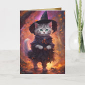 Carte Kitten Witch, Happy Halloween jolie sorcière de ch (Devant)