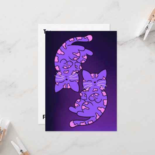 Carte Kittens de gemini violet (Devant/Arrière en situation)
