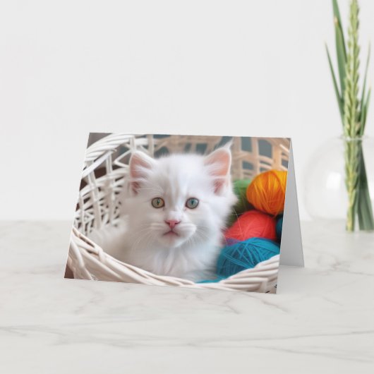 Carte Kitty Anniversaire Dans Panier En Fil (Devant)