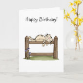 Carte Kitty Cats ・ Kitty sur clôture (Fleur jaune)