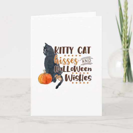 Carte Kitty Chat Hisses Et Halloween Voeux Design (Devant)