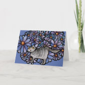 Carte Kitty Chat Purple Daisées Gris Chat Art Gris Chats (Devant)