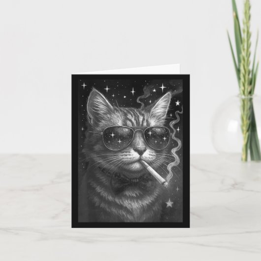 Carte Kitty cigarette drôle Chat qui fume Mème stupide C (Devant)