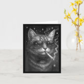 Carte Kitty cigarette drôle Chat qui fume Mème stupide C (Fleur jaune)