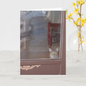 Carte Kitty dans la porte (Fleur jaune)