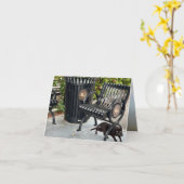 Carte Kitty dans le parc (Fleur jaune)