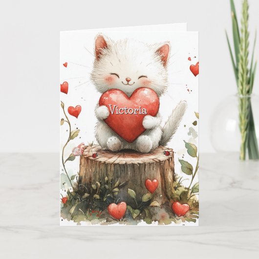 Carte Kitty de la Saint-Valentin Cœurs Rouges (Devant)