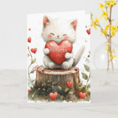 Carte Kitty de la Saint-Valentin Cœurs Rouges (Fleur jaune)