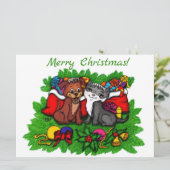 Carte Kitty et chiot, Happy XMas (Debout devant)