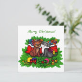 Carte Kitty et chiot, Happy XMas (Debout devant)