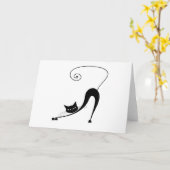 Carte Kitty fantaisie noir 2 (Fleur jaune)