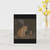 Carte Kitty Funny Chapeau Cigarette Mème de Chat Drôle q (Fleur jaune)