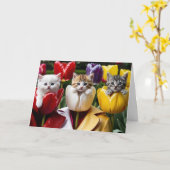 Carte Kitty Tulips (Fleur jaune)