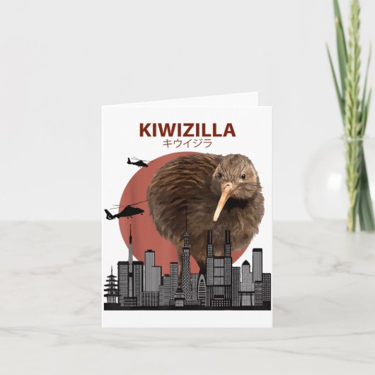 Carte Kiwizilla Funny Kiwi _ New Zealand Bird Lovers Gif (Devant)