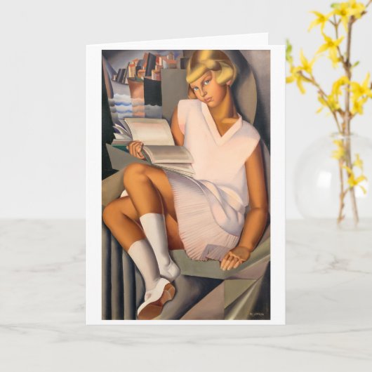 Carte Kizette en Rose | Tamara de Lempicka | (Fleur jaune)