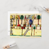 Carte Klee - Le village fou, oeuvre d'art abstraite popu (Devant/Arrière en situation)