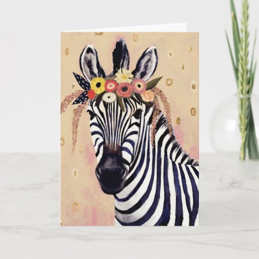 Carte Klimt Zebra | Orné De Fleurs (Devant)