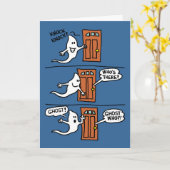 Carte Knock Halloween Cartoon Ghost Kids Salutation (Fleur jaune)