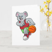 Carte Koala au sport de basket-ball (Fleur jaune)