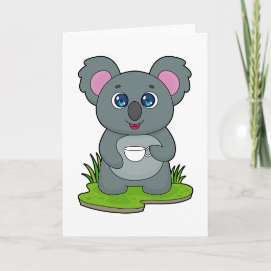 Carte Koala avec tasse à café (Devant)