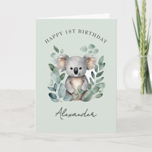 Carte Koala Bear Boys 1ère fête d'anniversaire (Devant)
