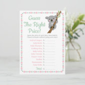 Carte Koala Bear Devine Le Bon Prix Bébé Jeu Rose (Debout devant)