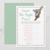 Carte Koala Bear Devine Le Bon Prix Bébé Jeu Rose (Devant / Derrière)