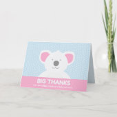 Carte Koala Bear grand merci Merci bleu rose (Devant)